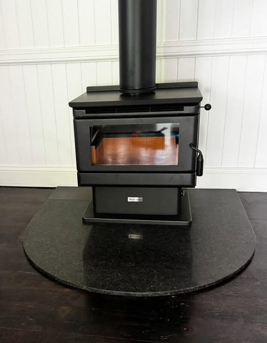1250 x 1250 Urban Black Flat Wall Curve Granite Hearth - END OF LINE SALE