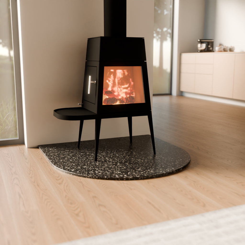 1250 x 1250 Urban Black Flat Wall Curve Granite Hearth - END OF LINE SALE