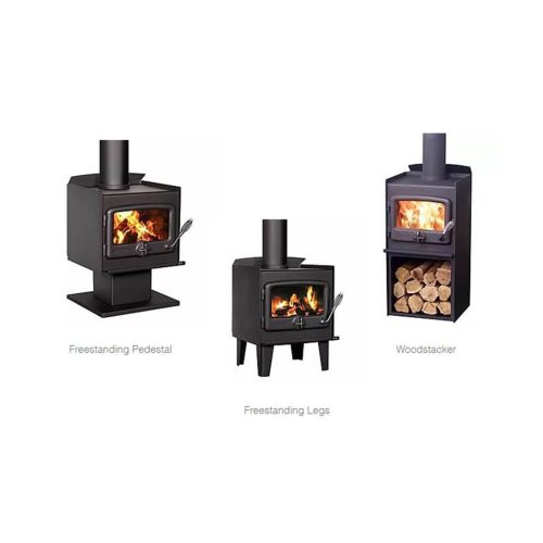 Nectre Wood Heater with Pedestal, Legs or Woodstacker, Available at Obrien's Wangaratta Heating Cooling & Plumbing